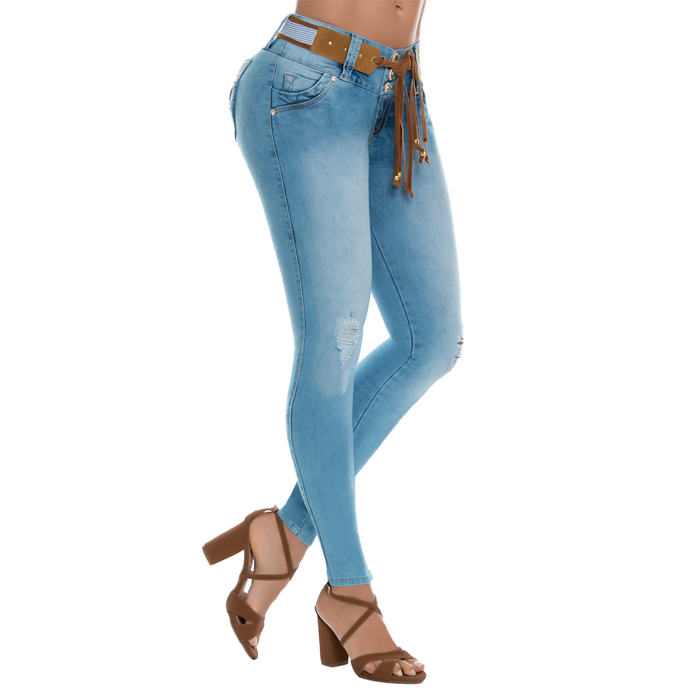 Mid-Waist Butt-Lifting Jeans